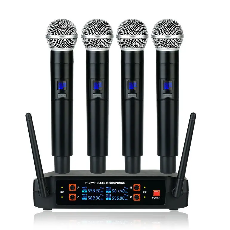 

4-Channel Wireless Dynamic Handheld Microphone for Home Outdoor TV Singing Karaoke KTV for Teaching and Speech