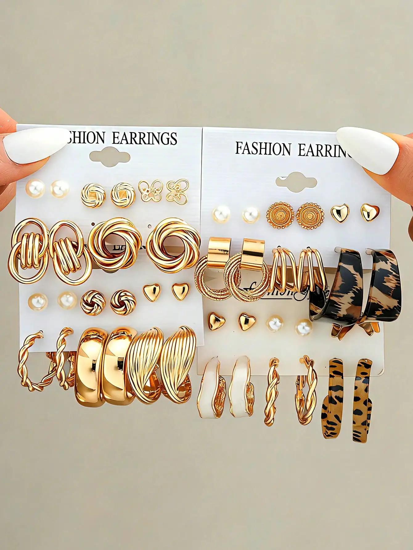 

46/22Pcs Vintage Luxury Gold Metal Earring Set Elegant Women Jewelry For Daily Wear Party Fashion Accessories