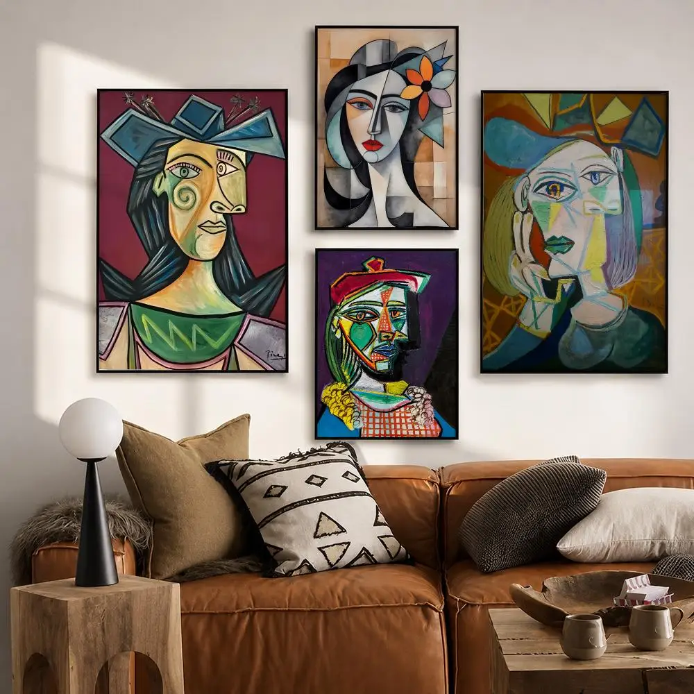 Abstract P-Picasso Art Classic Poster HD Art Stickers Self-Adhesive Painting Modern Home Decor For Bedroom Wall Decals Gift