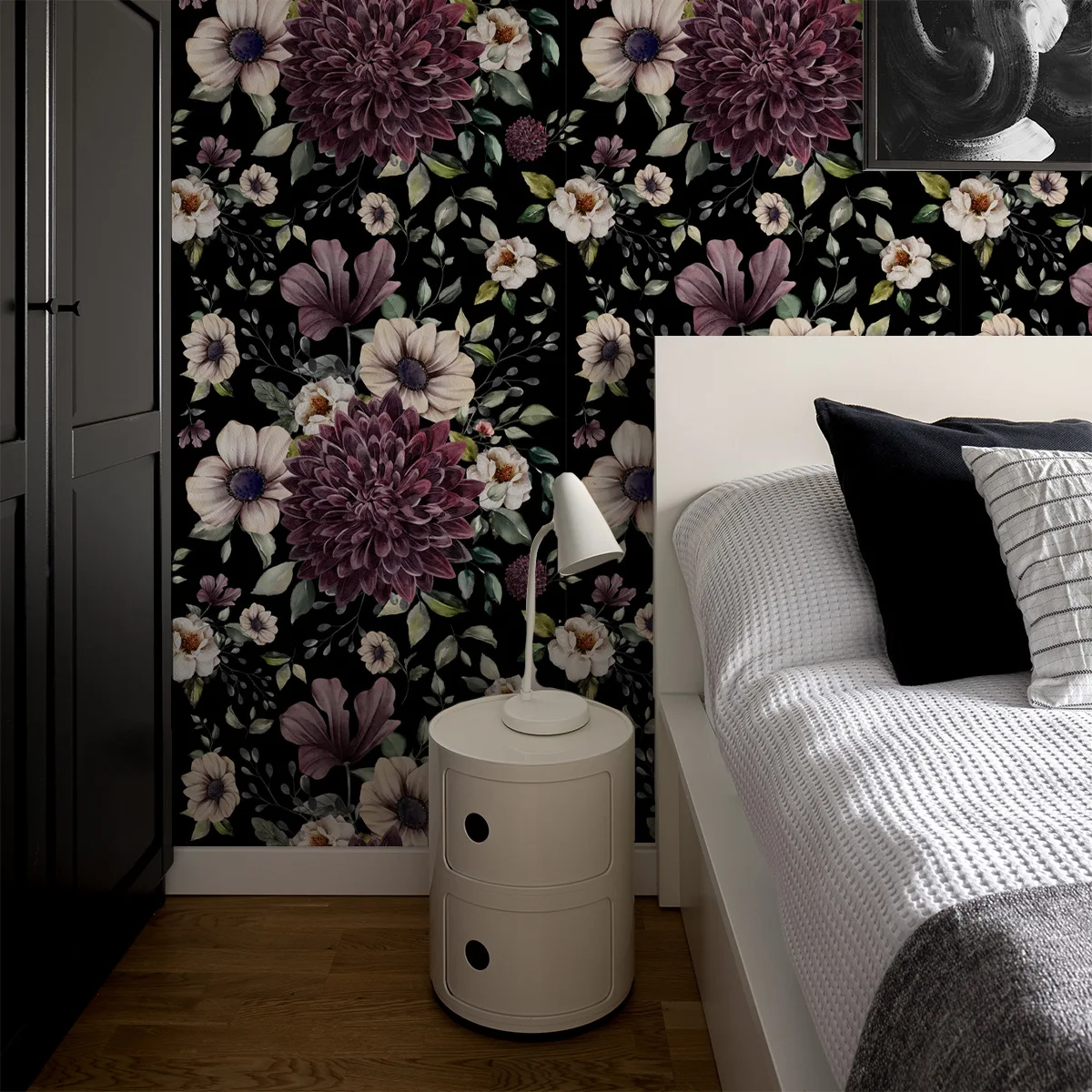 Purple Dahlia Floral Peel and Stick Wallpaper Removable Self Adhesive Vintage Contact Paper for Bedroom Farmhouse Home Decor