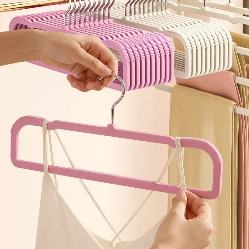 Beige/Pink Slim Space Saving Hangers,10 Pack Anti-Slip Lightweight Clothes Hanger for Jean Scarf,Durable PP Wardrobe Organizer