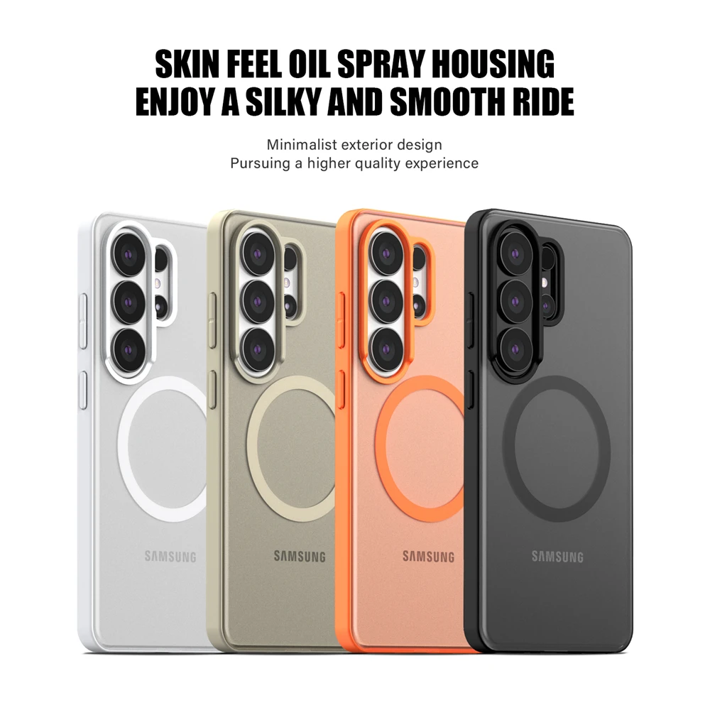 

For Samsung S26 Ultra S26 Plus Magsafe Translucent Matte Hard PC Case For Galaxy S26Edge S26+ Magnetic Wireless Charging Cover
