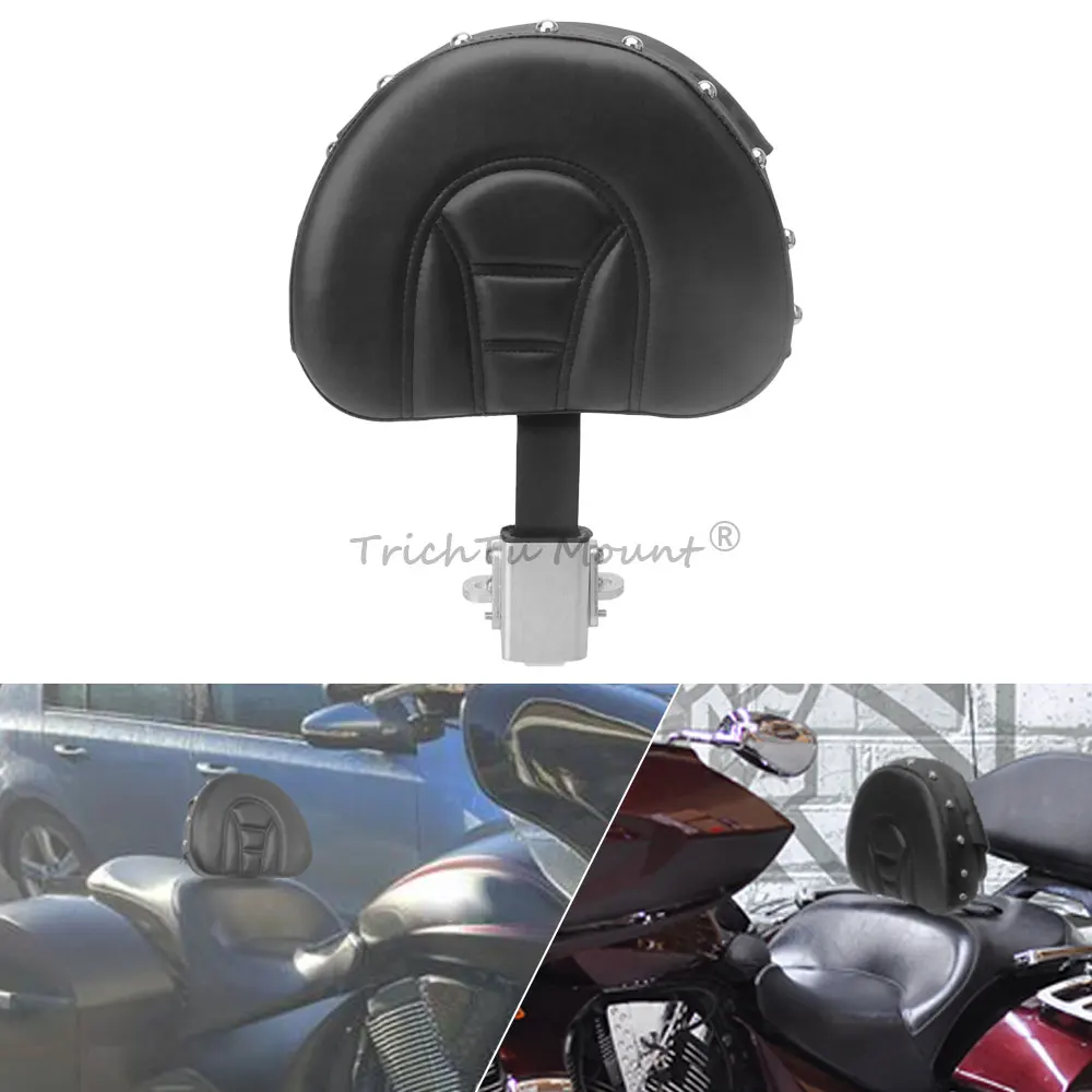 1pcs Plug-in Backrest With Mounting Kit Sissy Bar Backrest Compatible with Victory 2012-2017 PU Leather Motorcycle Seat Backrest