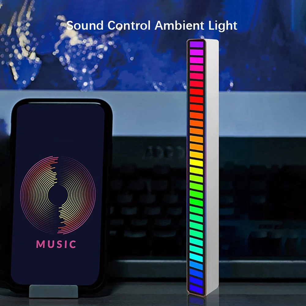 

Colorful Music Atmosphere Lights, Pick up ABS Voice Control Lamp,RGB Voice Control Bracket Style Light, for Car Party Home Decor