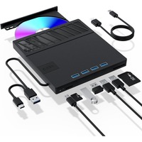 External Blu Ray Drive, USB 3.0 Portable Blu Ray DVD/CD/BD Burner Player, 3D Optical Bluray Drive Compatible with Windows MacOs