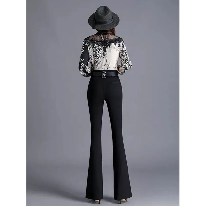 New Fashion Women Pants Summer Korean Version High Waist Drape White Micro Trumpet Pants Thin Slim Fit Wild Female Suit Pants