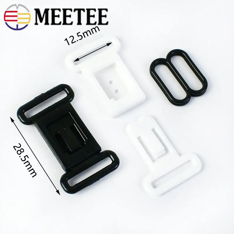 Meetee 50/100Sets 12.5mm Adjustable Hooks Buckles For Bra Plastic Decoration Bow Tie Clasps DIY Underwear Women\'s Accessories