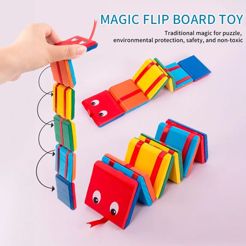 Children's Wooden Educational Color Cognitive Toy Flipping Visual Error Toy Magic Show Flipping Building Blocks