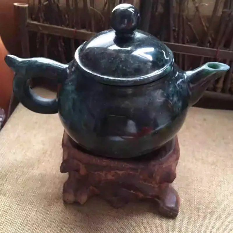 Real Jade Tibetan Jade Teapot Medicine King Stone Tea Set Wine Pot Okho Household Teapot