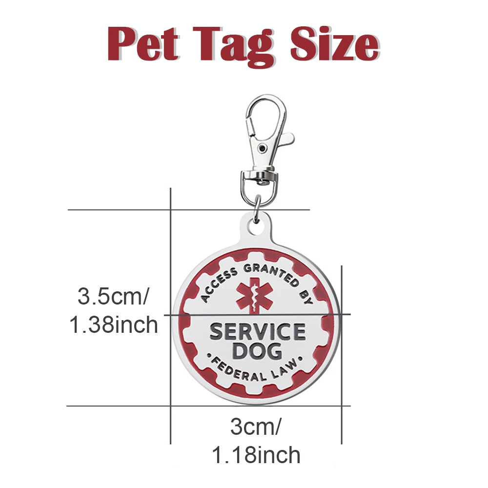 Service Dog Tag Red Medical Alert Symbol Pendent Metal Pet Collar ESA Tags for Large Small Dogs Collar Decoration Accessories