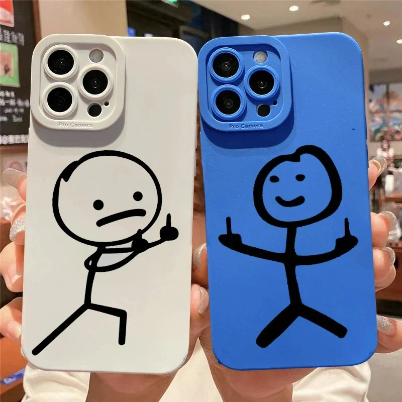 Cartoon Matchman Phone Case For iPhone 11 12 13 14 15 Pro Max Mini XR XS X 7 8 Plus Shockproof Matte Soft Silicone Cover