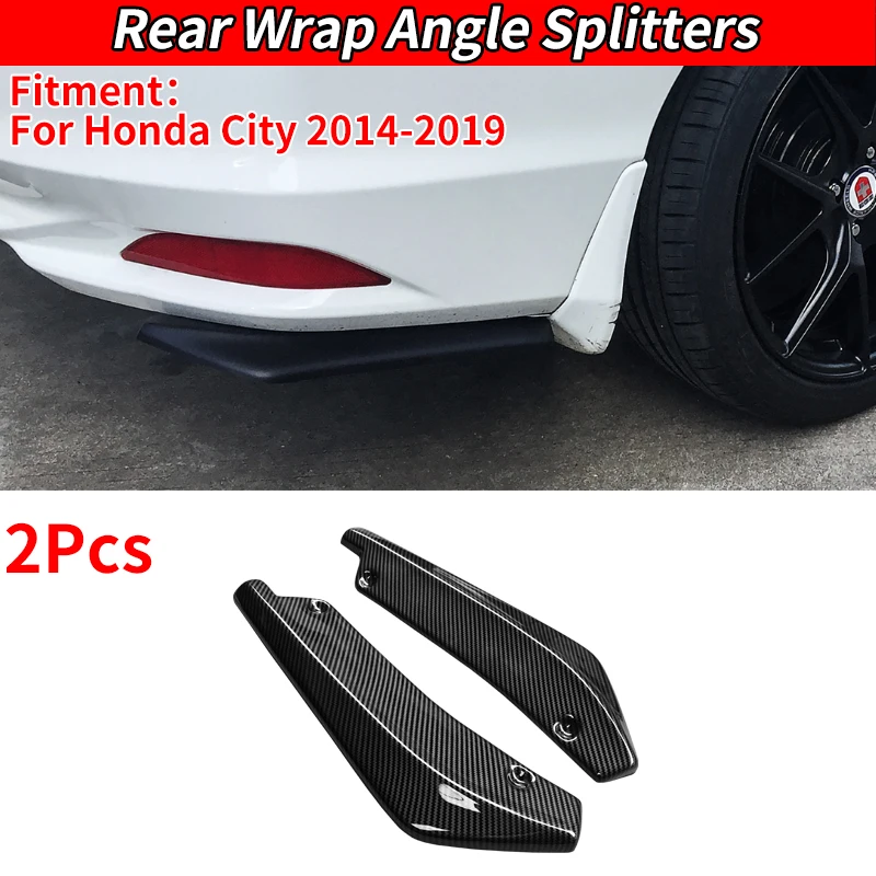 

For Car Honda City 2014-2019 Rear Bumper Splitters Aprons Trunk Lip Spoiler Canard Wing Diffuser Wrap Angle Protector Carbon ABS