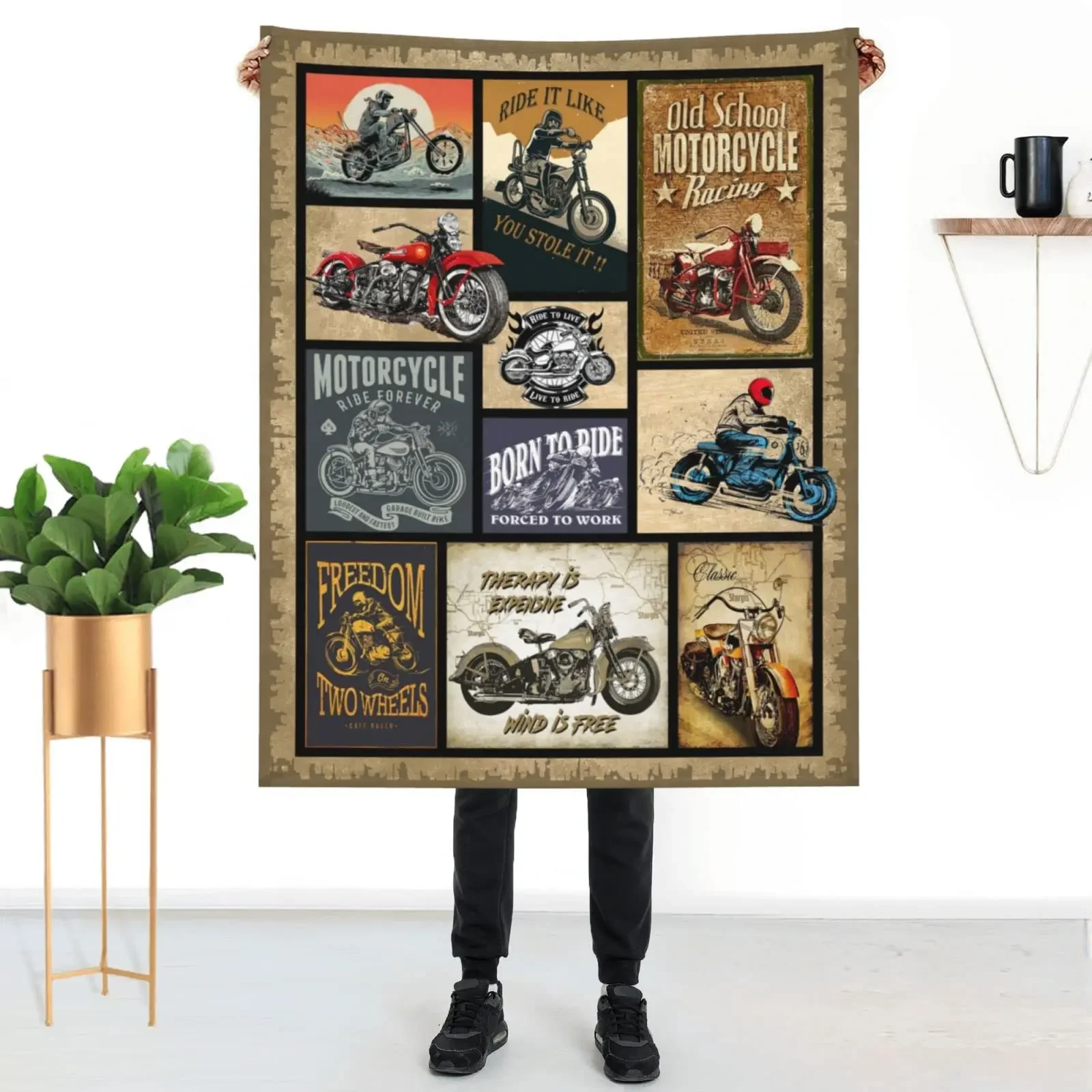 Motorcycle Gifts for Men Women Throw Blanket for Couch Sofa Bed Flannel Throw Blanket Soft Cozy Bedding for Teen Adult Bedroom