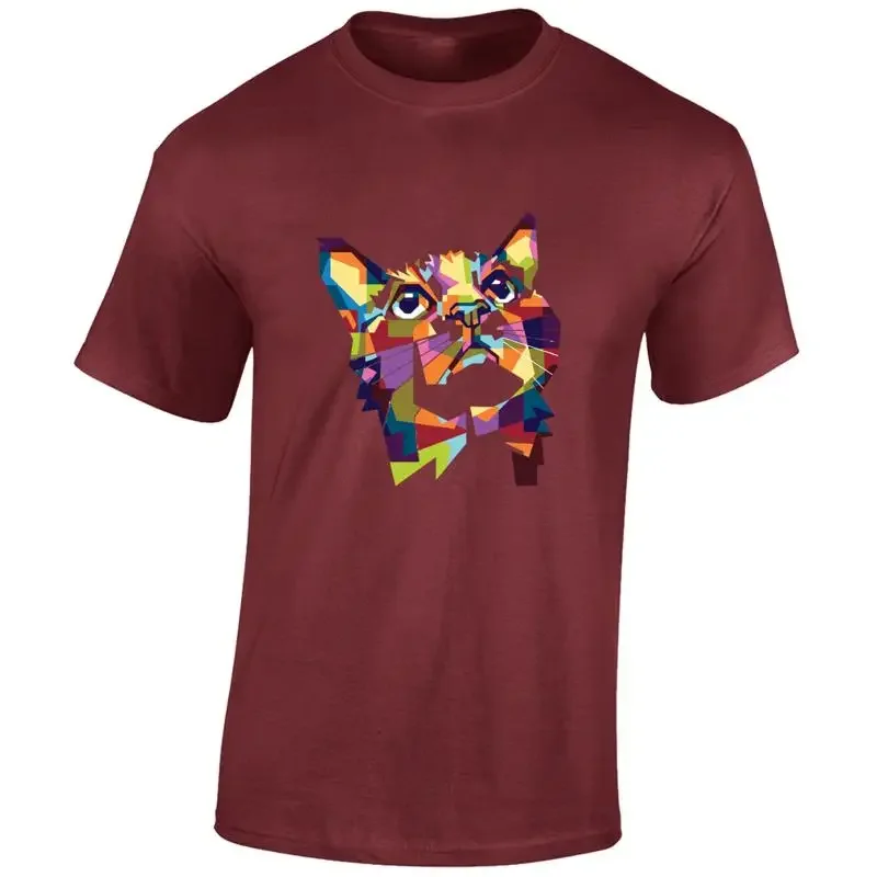 POLYGONAL CAT MENS T SHIRT CAT LOVER CUTE DESIGN ANIMAL KITTEN GIFT IDEA CUTE