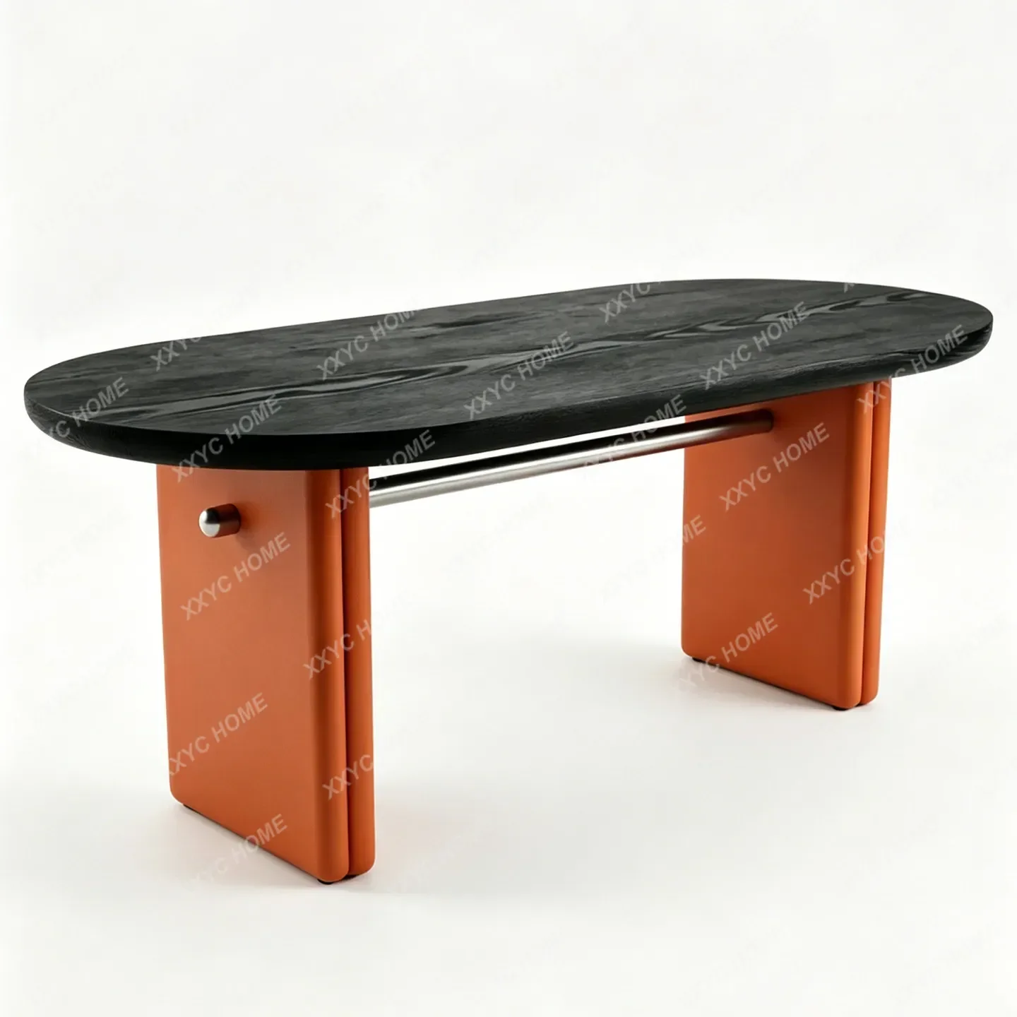 

Medieval Style Solid Wood Tea Table And Chair Combination Oval Tea Table Modern Living Room High-end Simple Desk