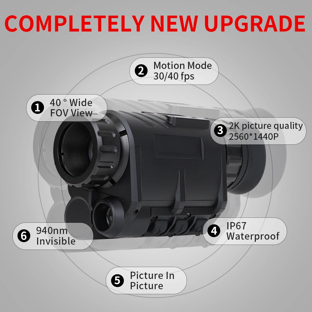 Imagem -02 - Wildgameplus Nvg30 Capacete Visão Noturna Monocular Visão Ampla 40 ° Nvg10 Gen3 940nm ir Wifi Digital Starlight Óculos de Visão Noturna