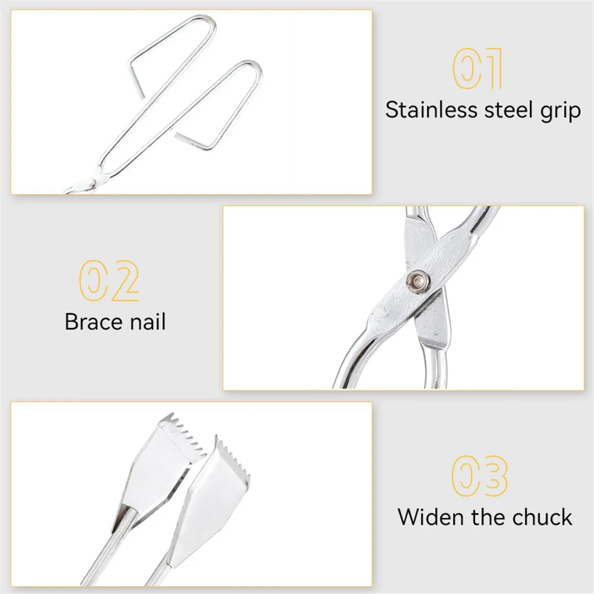 AA84 Щипцы для угля Универсальные щипцы для палочек, прочные щипцы для барбекю из нержавеющей стали, щипцы для угля