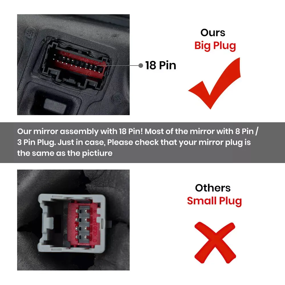 18 Pins Rearview Mirror For Ford F150 2015 2016 2017-2020 US Version Glossy Black Side Mirror Heated Memory Car Accessories