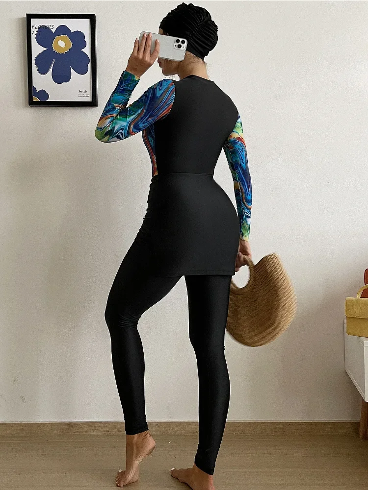 New Burkini Muslim Swimwear 3 Pcs Swimsuit Skirt Woman Burkini Modest Swimsuit for Religious Girls Long Burkini  Women Dreeses