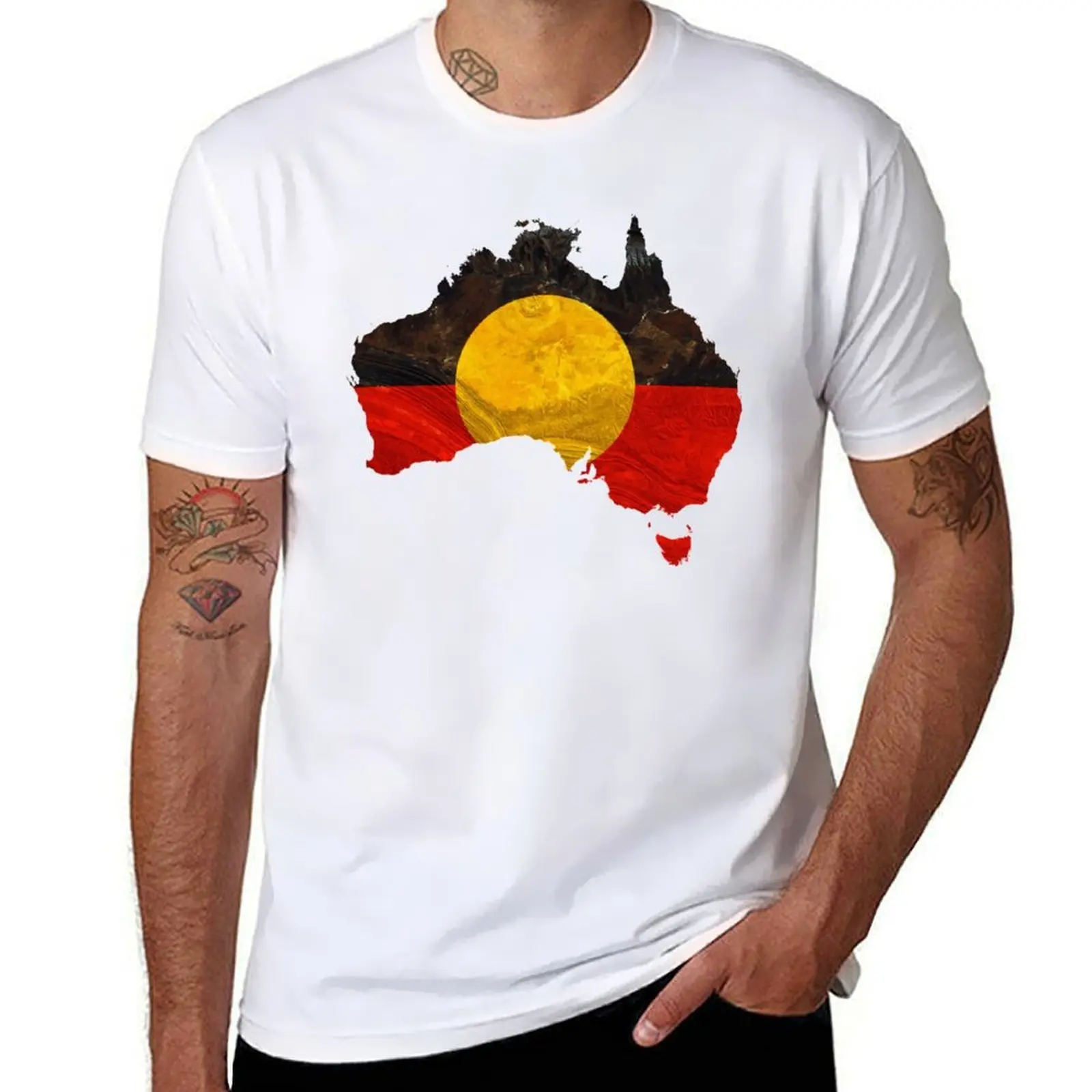 

Aboriginal Flag T-Shirt man t shirt heavy cotton man t shirt graphic T-Shirt
