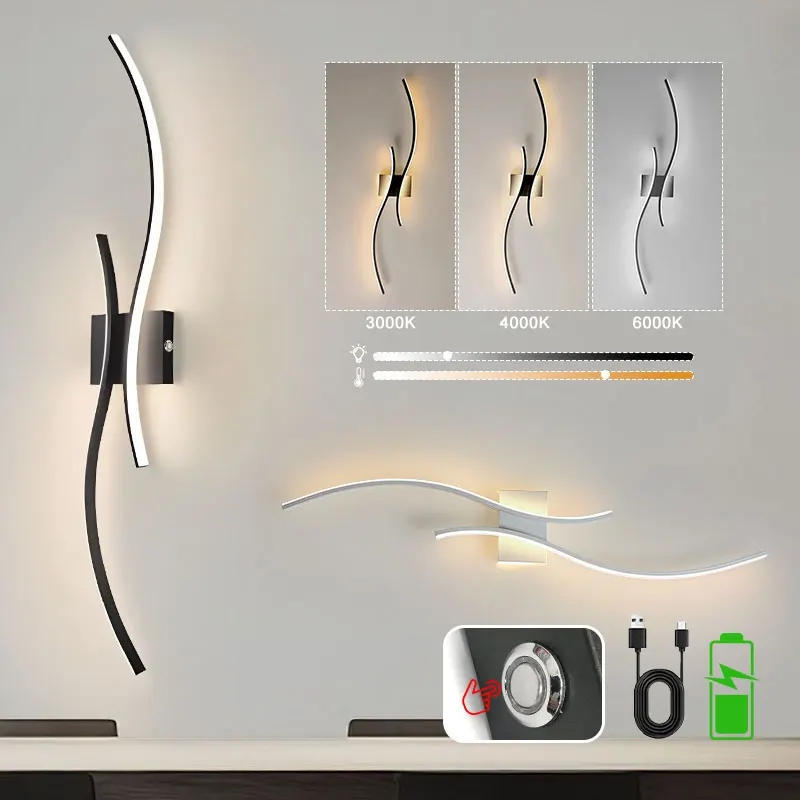 

Rechargeable Battery Operated LED Wall Sconce with Remote Control USB Wireless Touch Switch Dimmable LED Wall Lights Wall Lamps