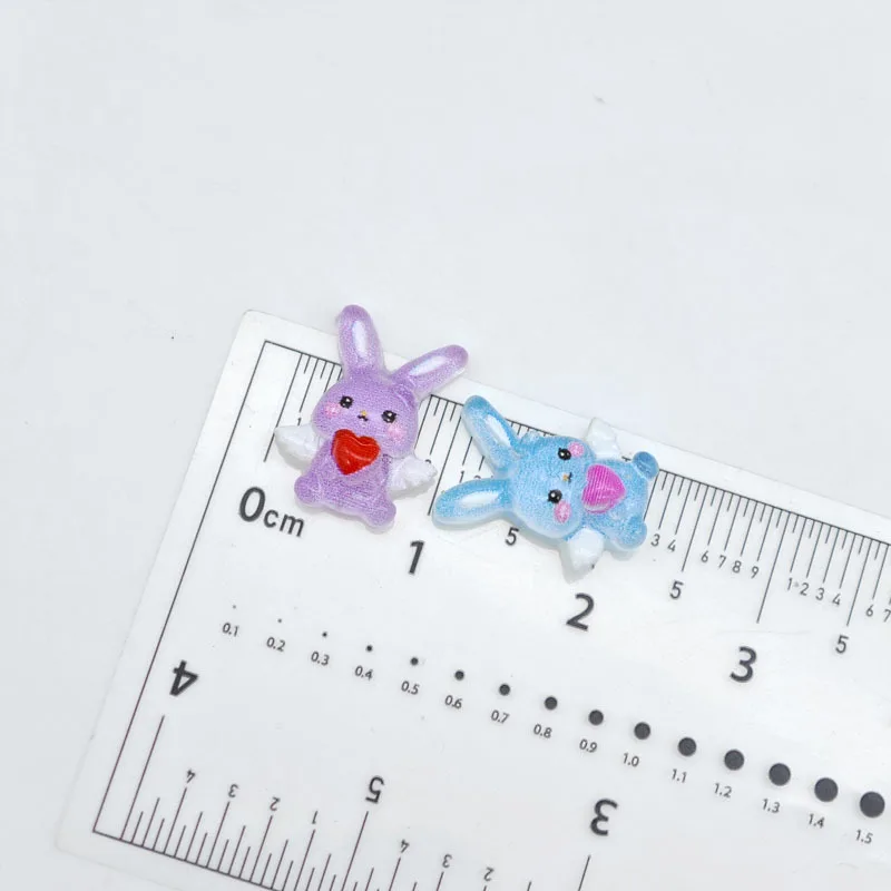New cute Angel Love cartoon rabbit nail art accessory - Long-eared rabbit wearing nail decoration for nail art accessory view 4