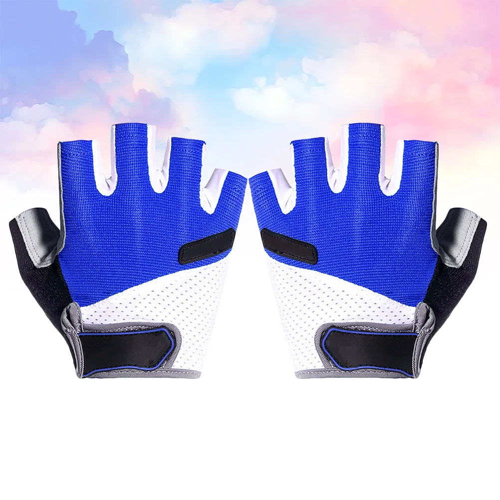 

1Pair Stylish Breathable Gloves Half Finger Cycling Jogging Fishing Hiking Outdoor Activities Blue Xl Half Finger Short Gloves
