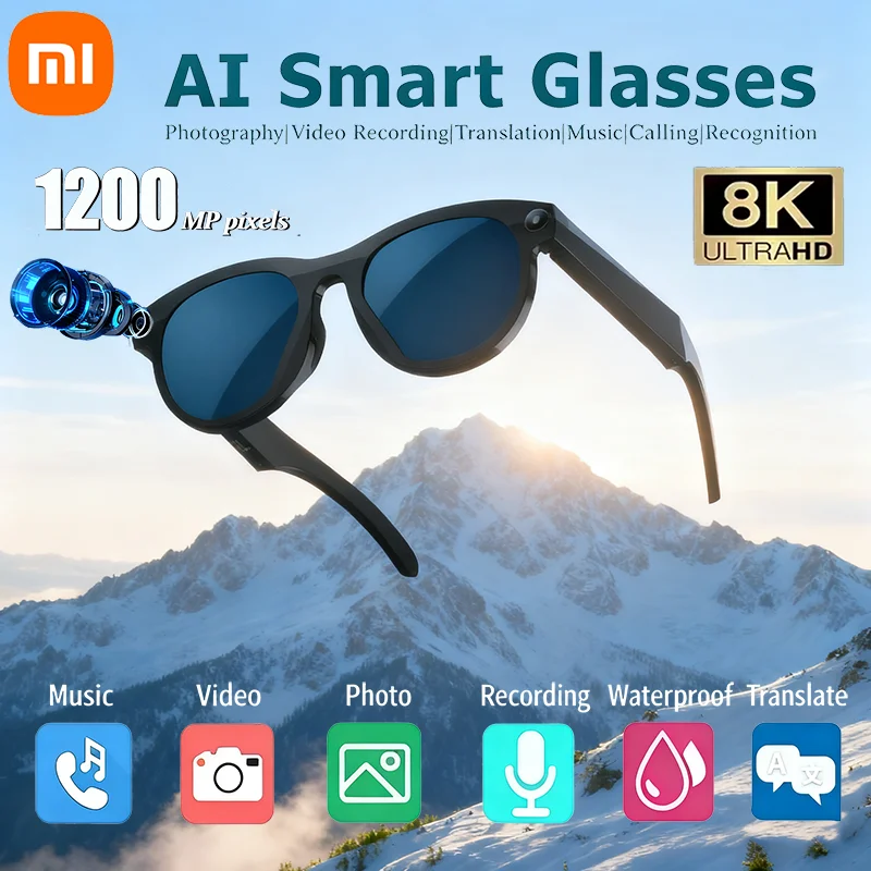 

Xiaomi AI Smart Glasses 8K HD Multifunctional Chat GPT 1200MP Control Translate Camera Bluetooth Call Voice Assistant Music 2026