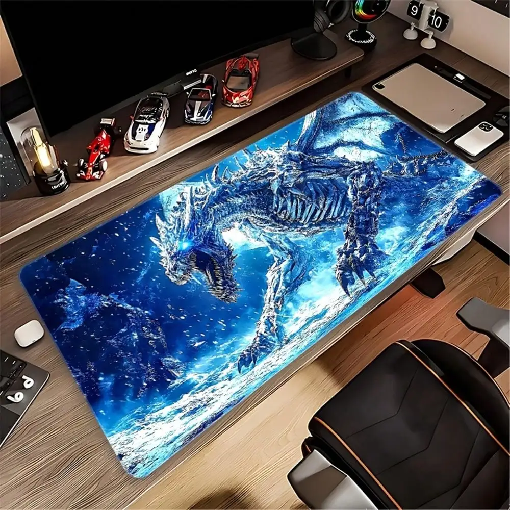 High-Definition Frozen Dragon Landscape Mouse Pad/Extra-Large Rectangular Design/Durable Non-Slip Rubber/Precision Stitched Edges/Office Use/Home