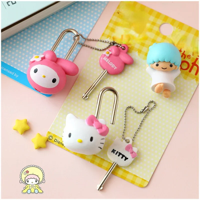 Sanrio-Mini candados de Hello Kitty, caja de joyería de viaje de Anime, libro diario, Maleta, lindo cajón, mochila, cerradura, regalo para amigo