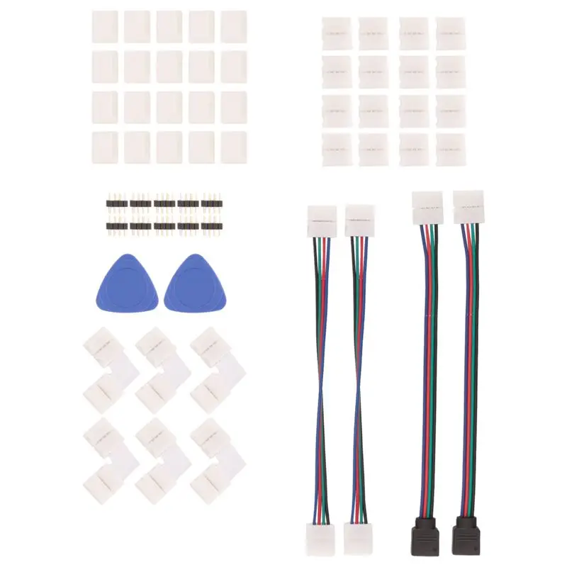 LED Strip Connector 4 Pin 10Mm Solderless RGB Light Strip Connector For 5050 SMD - Gapless Connectors,L Shape Connectors