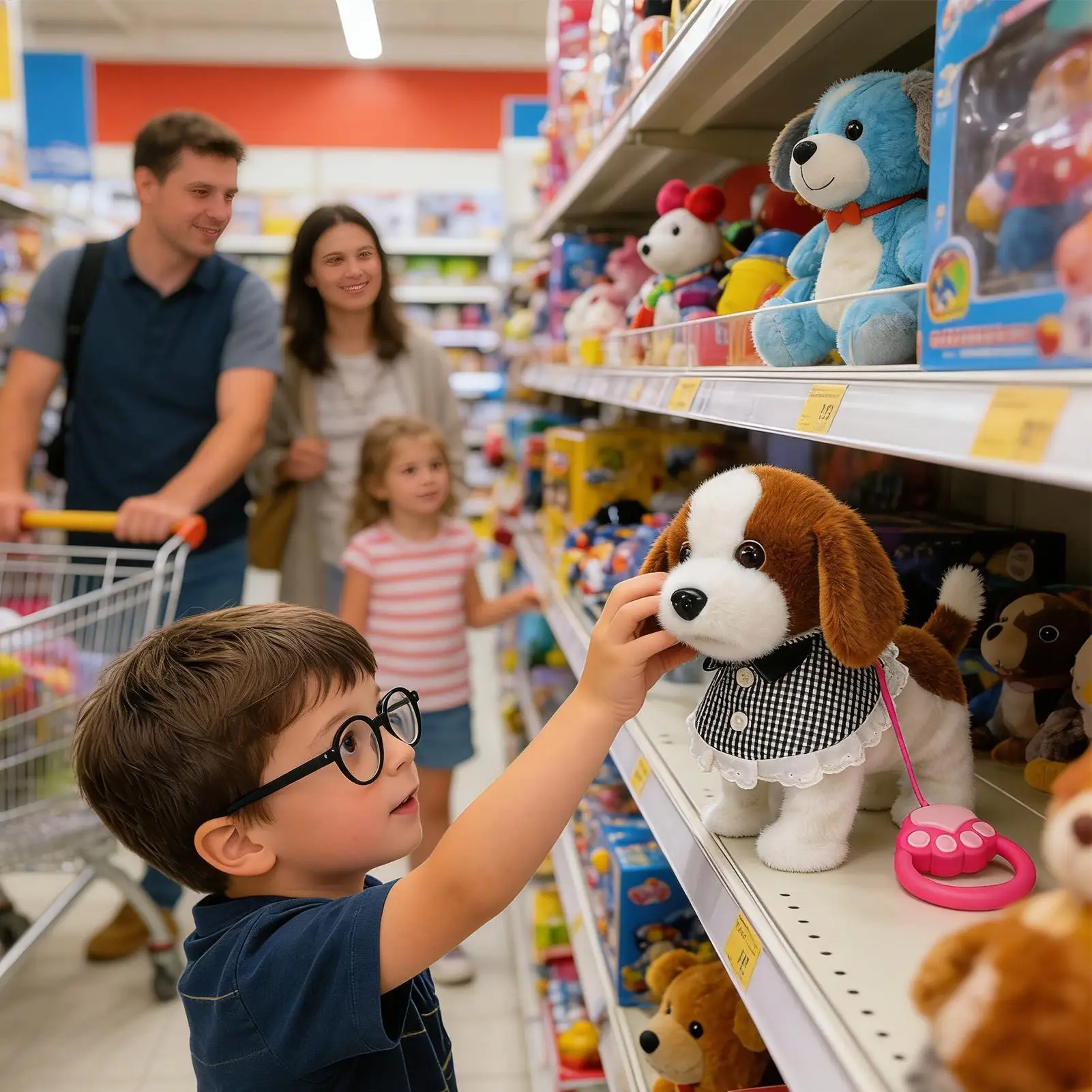 ของเล่นตุ๊กตาสุนัขไฟฟ้าแบบใหม่ ของเล่นหุ่นยนต์สุนัขแบบโต้ตอบ เดินได้ ส่งเสียงเห่า กระดิกหาง ของเล่นสำหรับเด็ก ของขวัญวันเกิด วันคริสต์มาส