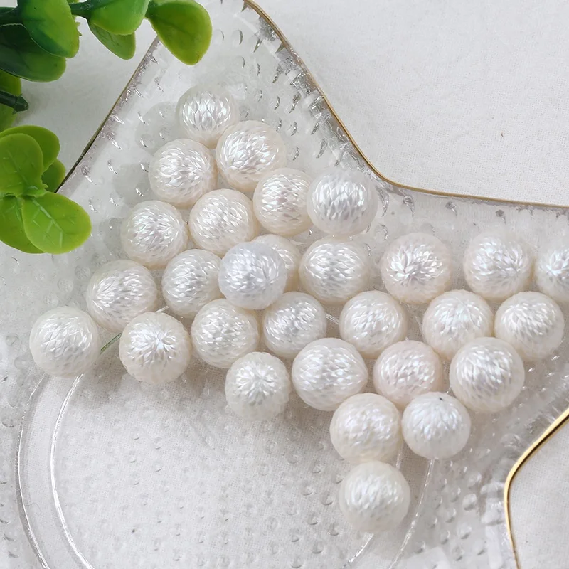 White 10-12mm Loose carved freshwater cultured large genuine round white pearl beads