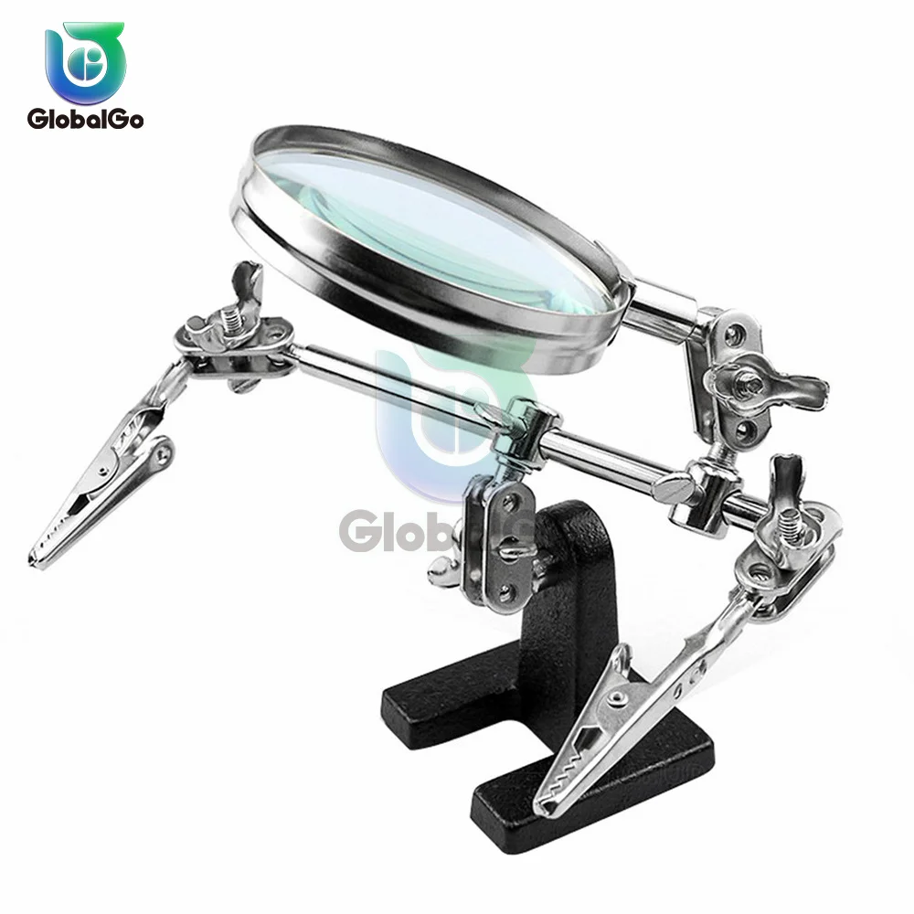 Welding Magnifying Glass 5X Lens Auxiliary Clip Loupe Desktop Magnifier Third Hand Soldering Repair Tool JM501