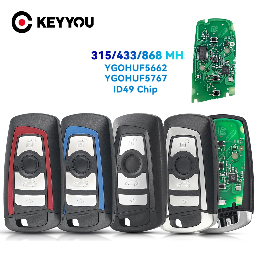 

KEYYOU YGOHUF5662 Smart Remote Car Key 315Mhz / 433Mhz / 868Mhz ID49 Chip Fob For BMW 5 7 F Series FEM / BDC CAS4 2009-2016