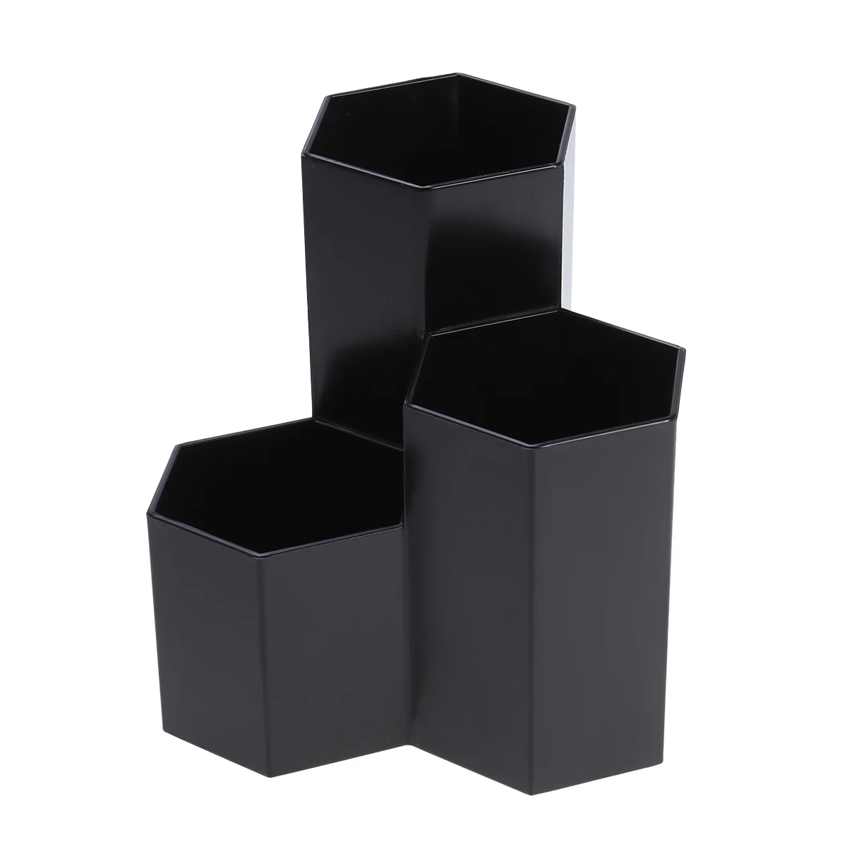 hexagon pen holder com slot suporte de mesa pen cup maquiagem pot box papelaria organizador para home office e escola preto 01