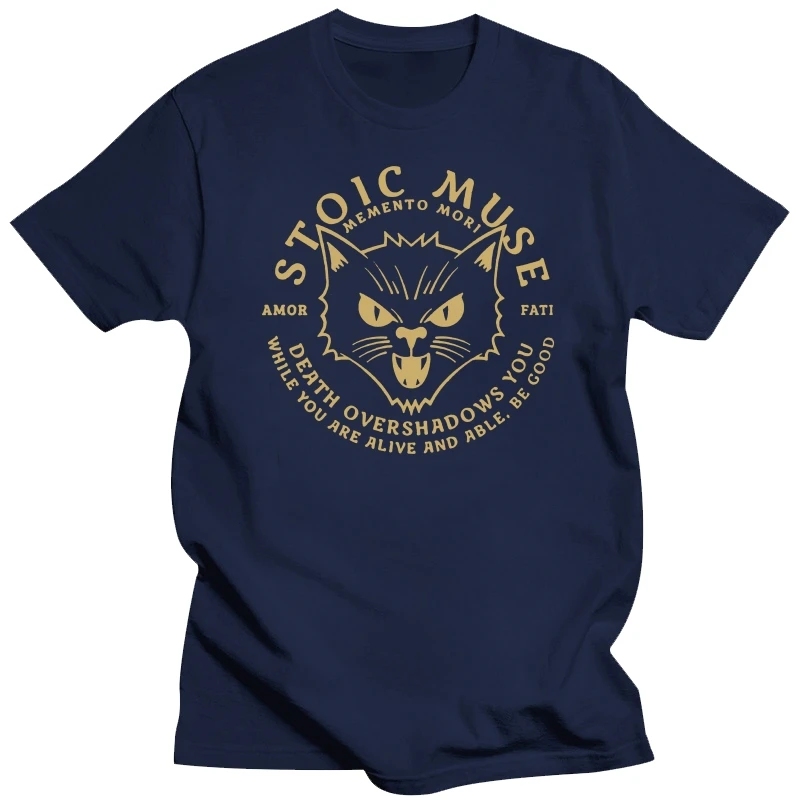 Amor Fati | Memento Mori | Gold Cat Graphic T Shirt 100% Pure Cotton Amor Fati Daily Stoic Marcus Aurelius Memento Mori Momento