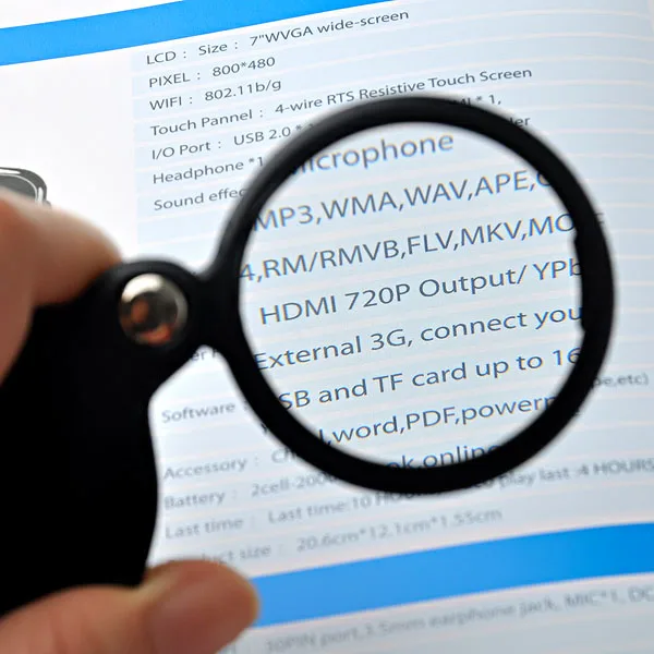 

Precision Magnifier Black Plastic Shell Portable Design For Reading Inspection Durable Practical Magnifying Glass Instrument