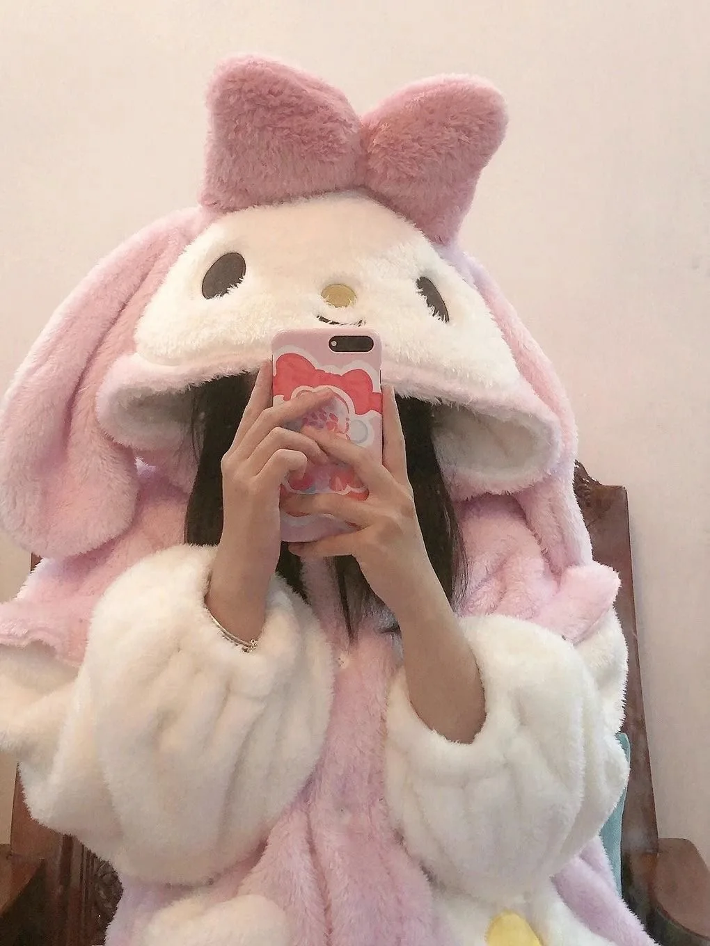 Autumn and winter new cute rabbit hooded pajamas coral velvet fun cartoon women\'s pajamas set thickened robe nightgown