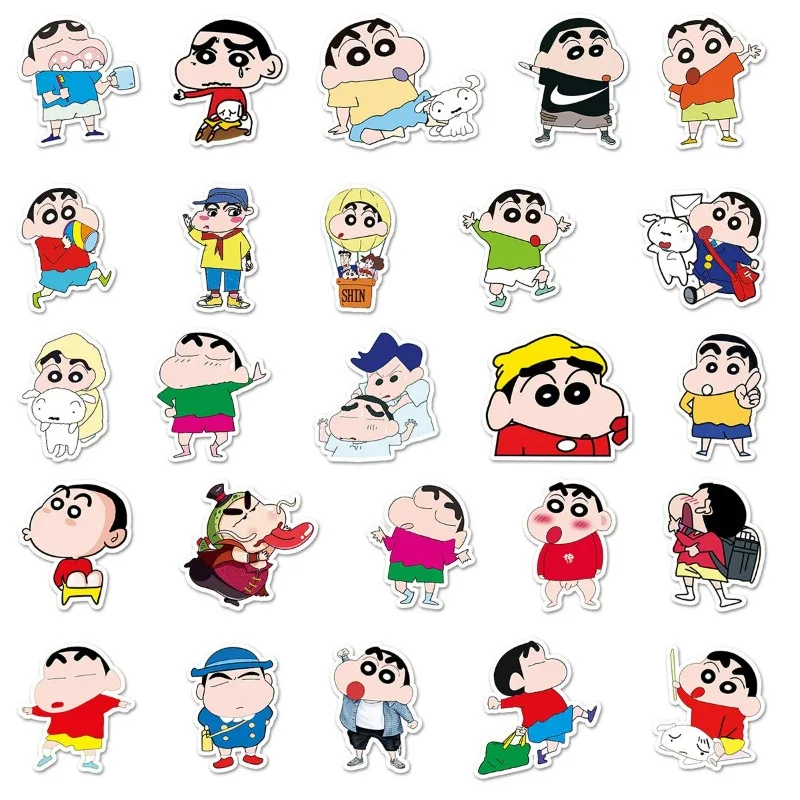 51PCS Cartoon Cute Crayon Shin-chan Stickers Laptop Cell Phone Case Water Cup Luggage Helmet Decorative Stickers Wholesale