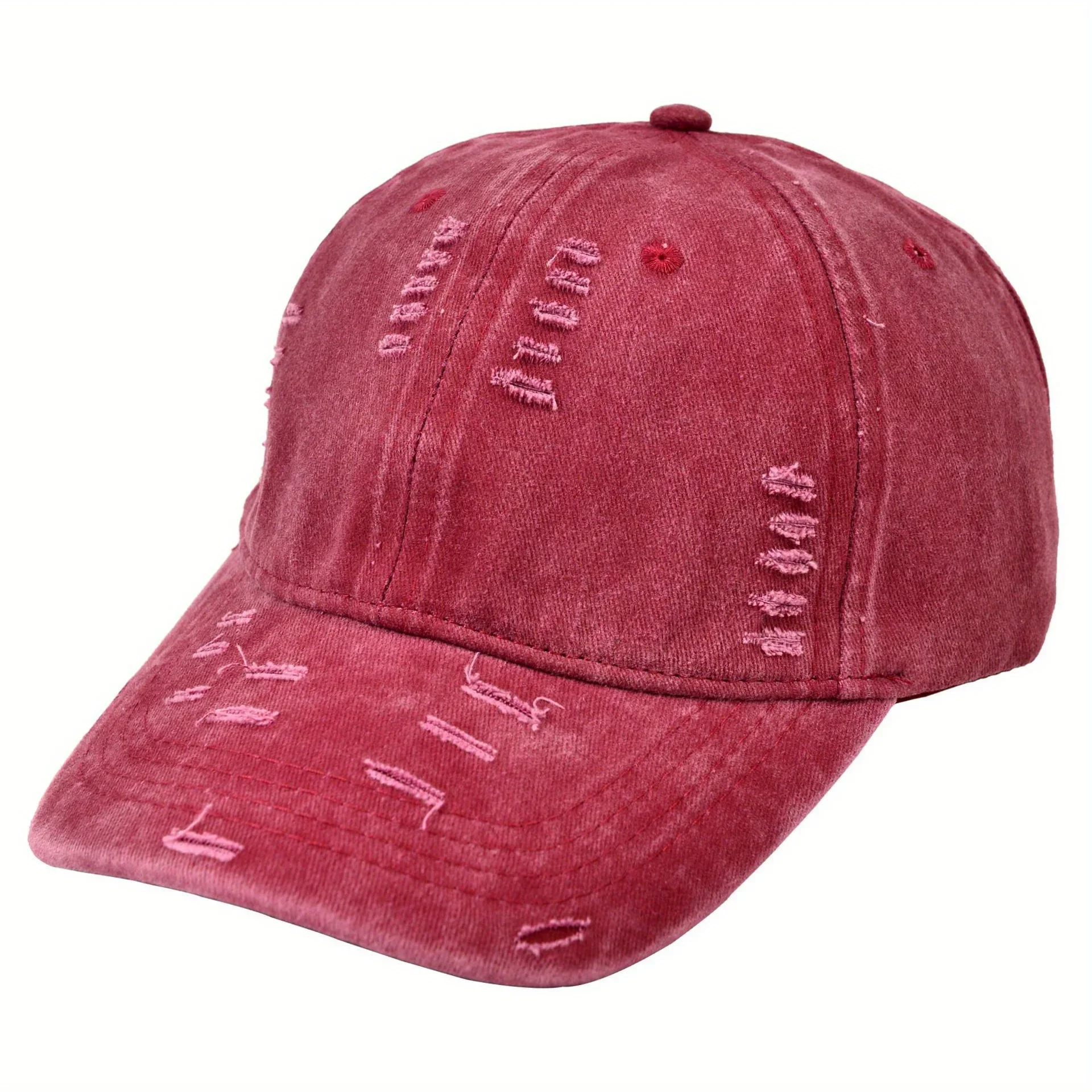 

Vintage Washed Snapback Baseball Cap Distressed Cracked Design Solid Color Adjustable Outdoor Sports Daily Commute