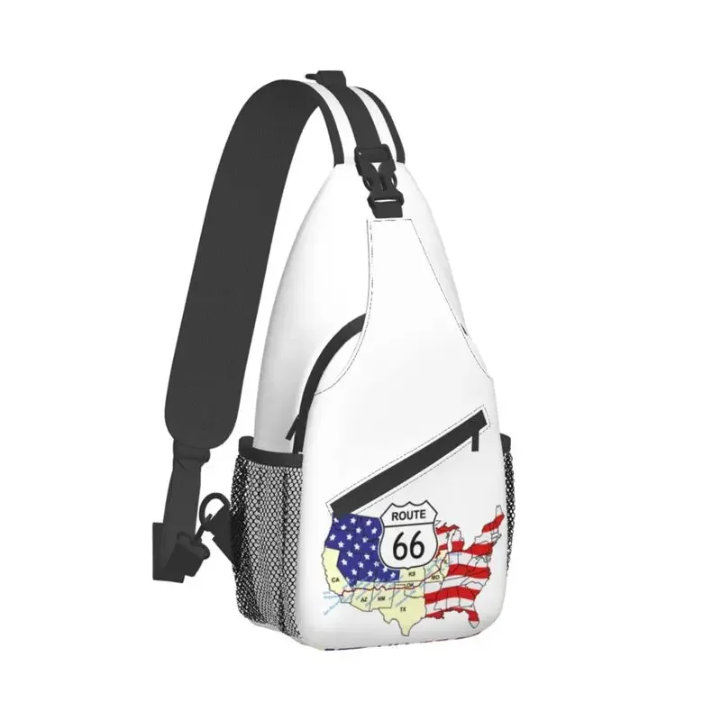 Route 66 Sling Crossbody Backpack Men Custom Americas Highway Chest Shoulder Bag for Travel Hiking Daypack