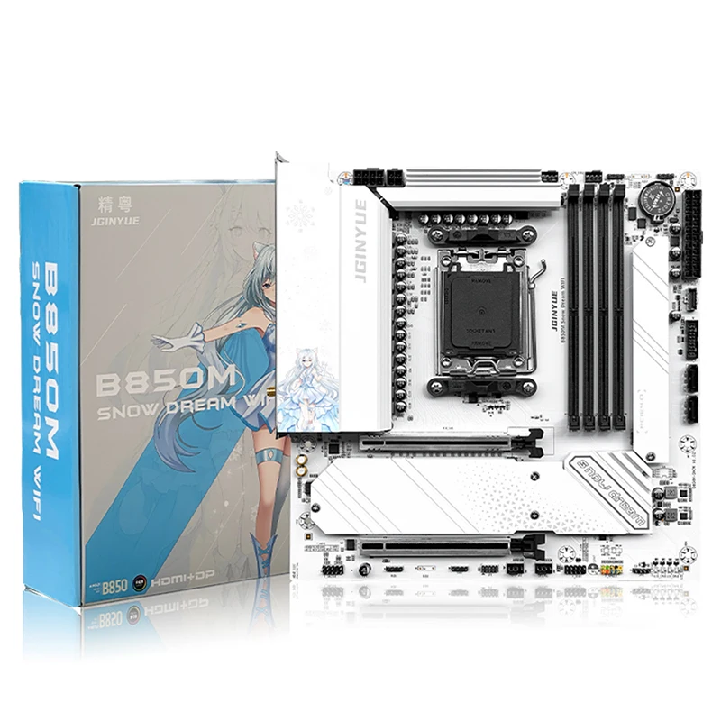 New B850M Snow Dream WiFI Motherboard AM5 Scolet MAX Memory 192G PCIe 5.0x4 for Desktop Gaming Motherboard
