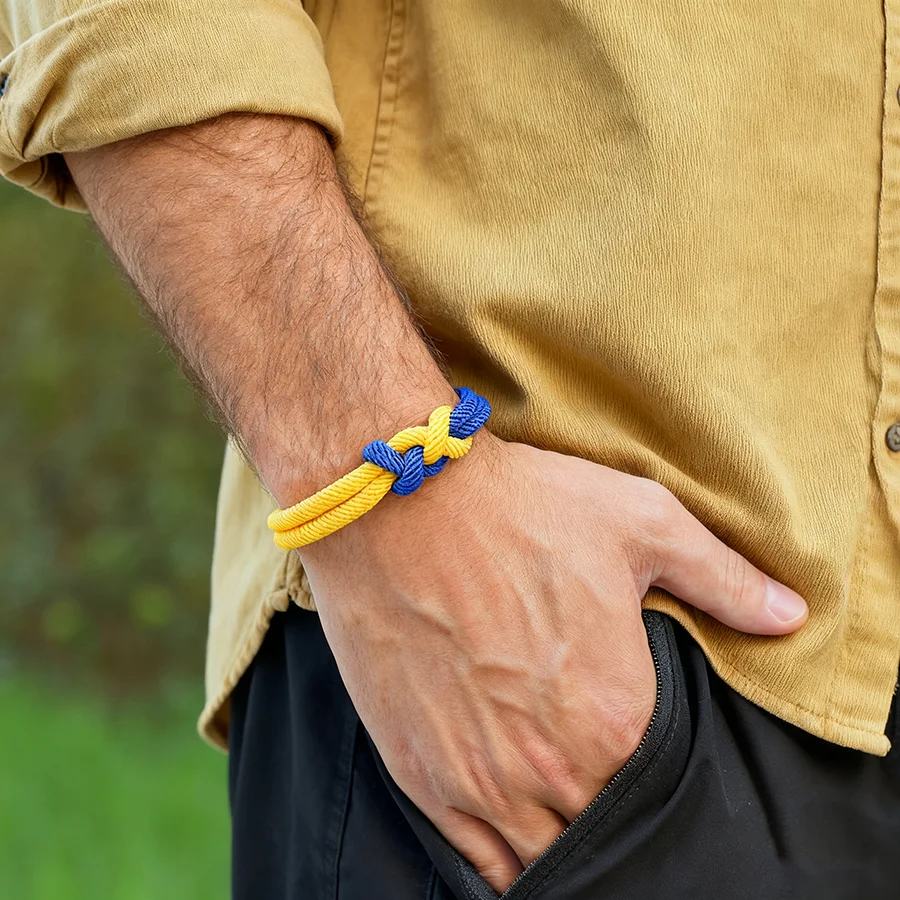 Handmade Braided String Bracelet Men Bold Color Blocking Design Sports Sweat Absorbing Rope Street Cool Riding Versatile Braslet