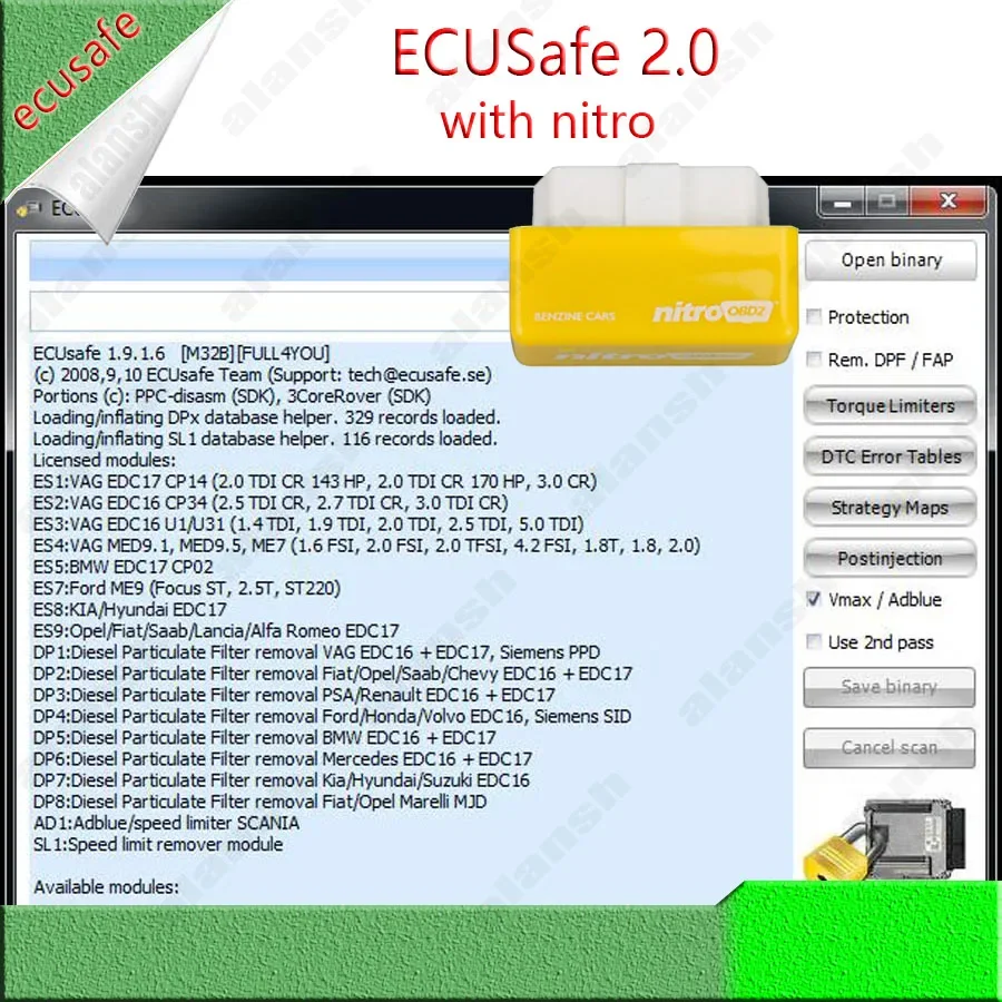 

Горячий диагностический инструмент ECUSafe 2.0 ECU ECM 2.0 2025 года для автомобилей и грузовиков + нитро