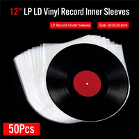 50PCS 12 inch Vinyl Record Protecter LP Record Plastic Bags Anti-Static Record Sleeves Outer Inner Plastic Clear Cover Container