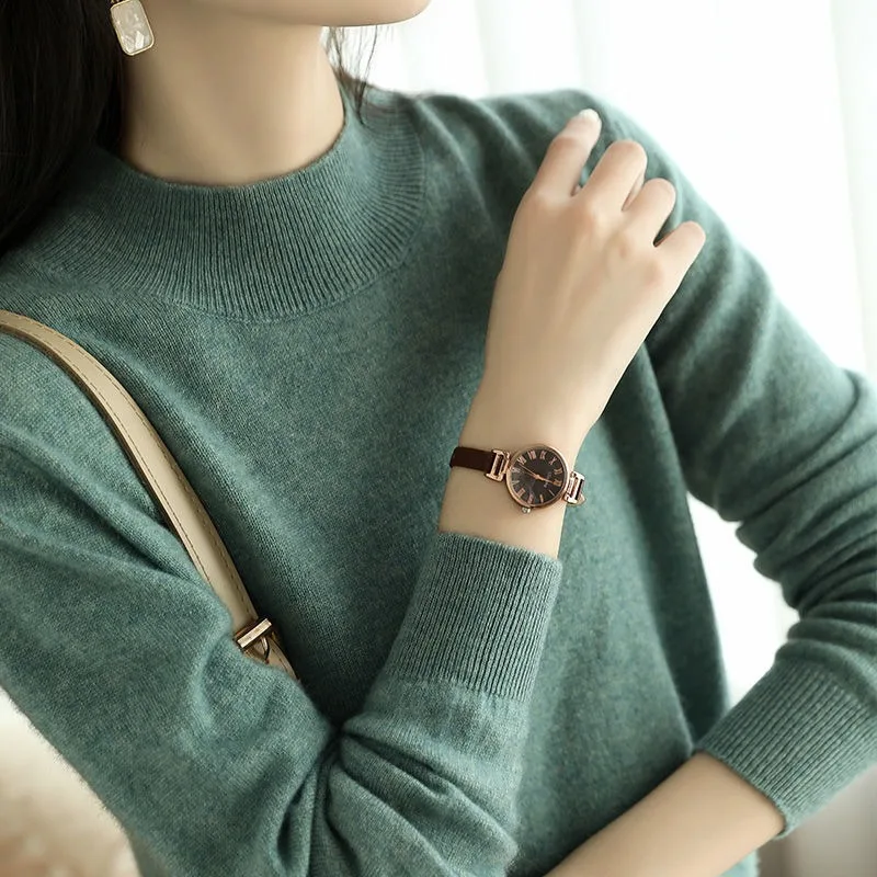 Winter Basic Soft Solid Color Turtleneck Sweater Pullover Women Casual Long Sleeve Chic Bottom Sweater Female Knit Jumpers Top