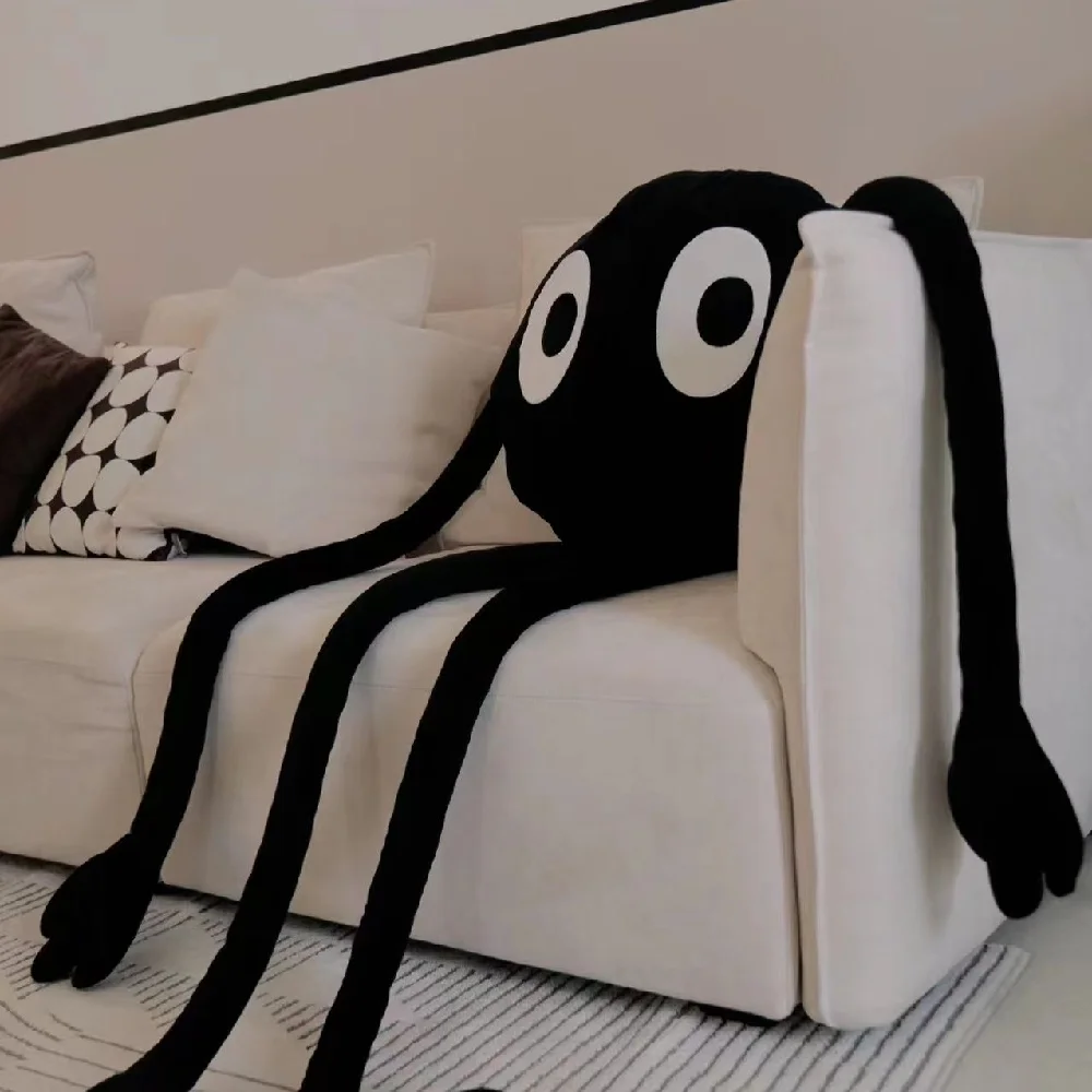 Black Coal Ball Pillow Cute Coal Ball Monster Doll Cushion Pillow Plush Toy Gift Funny Doll With Long Hands And Feet