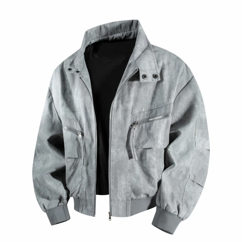 

American High Street Retro Men's Denim Jaet Casual Spring Autumn Turn-down Collar Coat Sli Trendy Brand Outdoor Wear