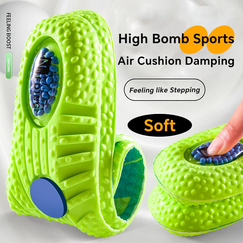 Sport Shock Absorption Insoles Green EVA Air Cushion Breathable Arch Support Orthopedic Shoes Pad Men Women Feet Care Insoles